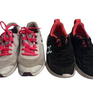 Preowned Under Armour Kids' Black and Gray Sneakers 2 pairs​